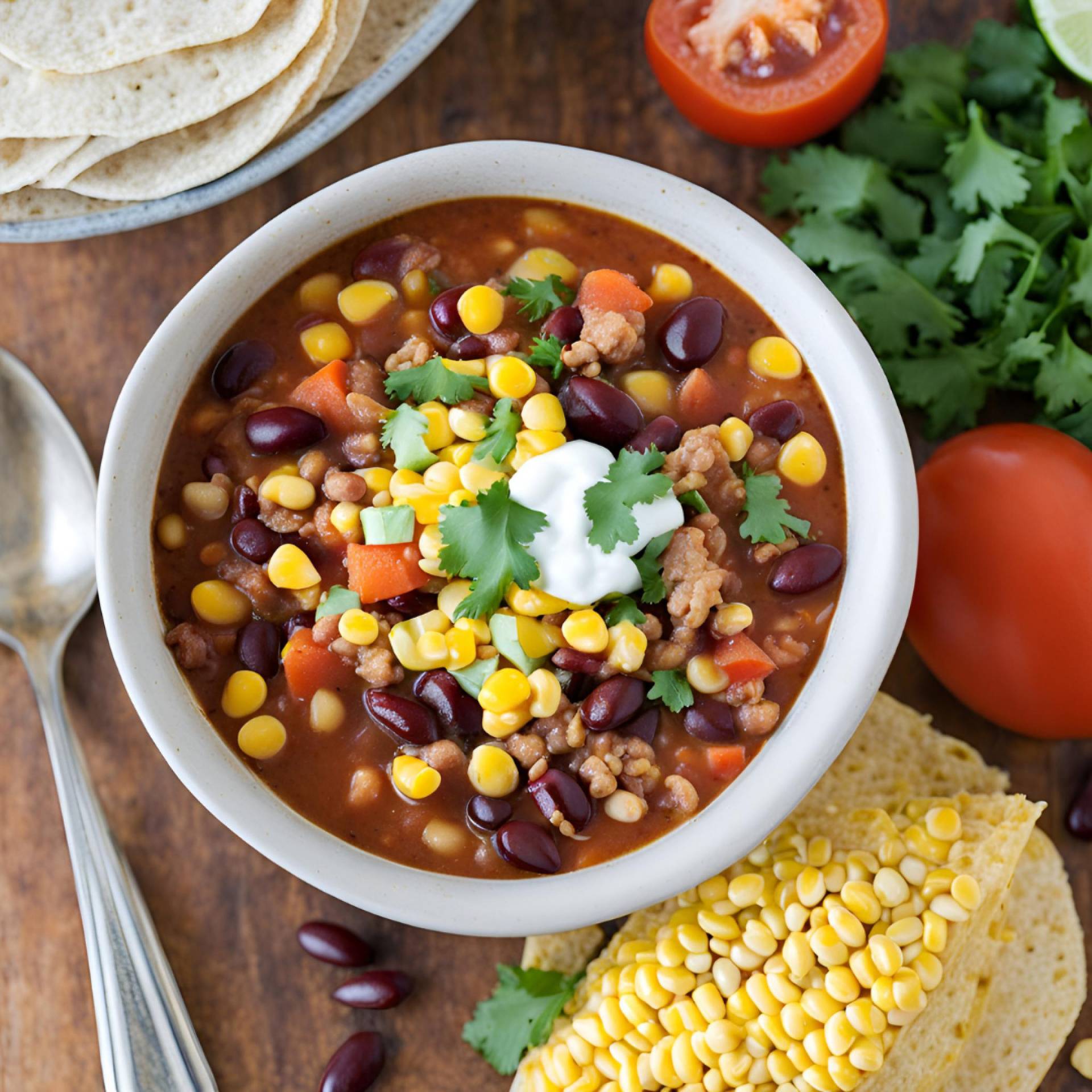 Turkey and Bean Soup with Garlic Bread